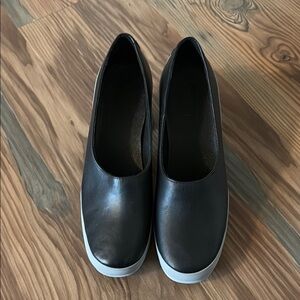 Black Slip-On Heels with Cushioned Sole